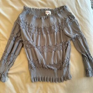 Deletta Anthropology silver/grey Off the Shoulder top